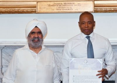 Receives a Citation from New York City for his worldwide efforts to foster peace and interfaith harmony.